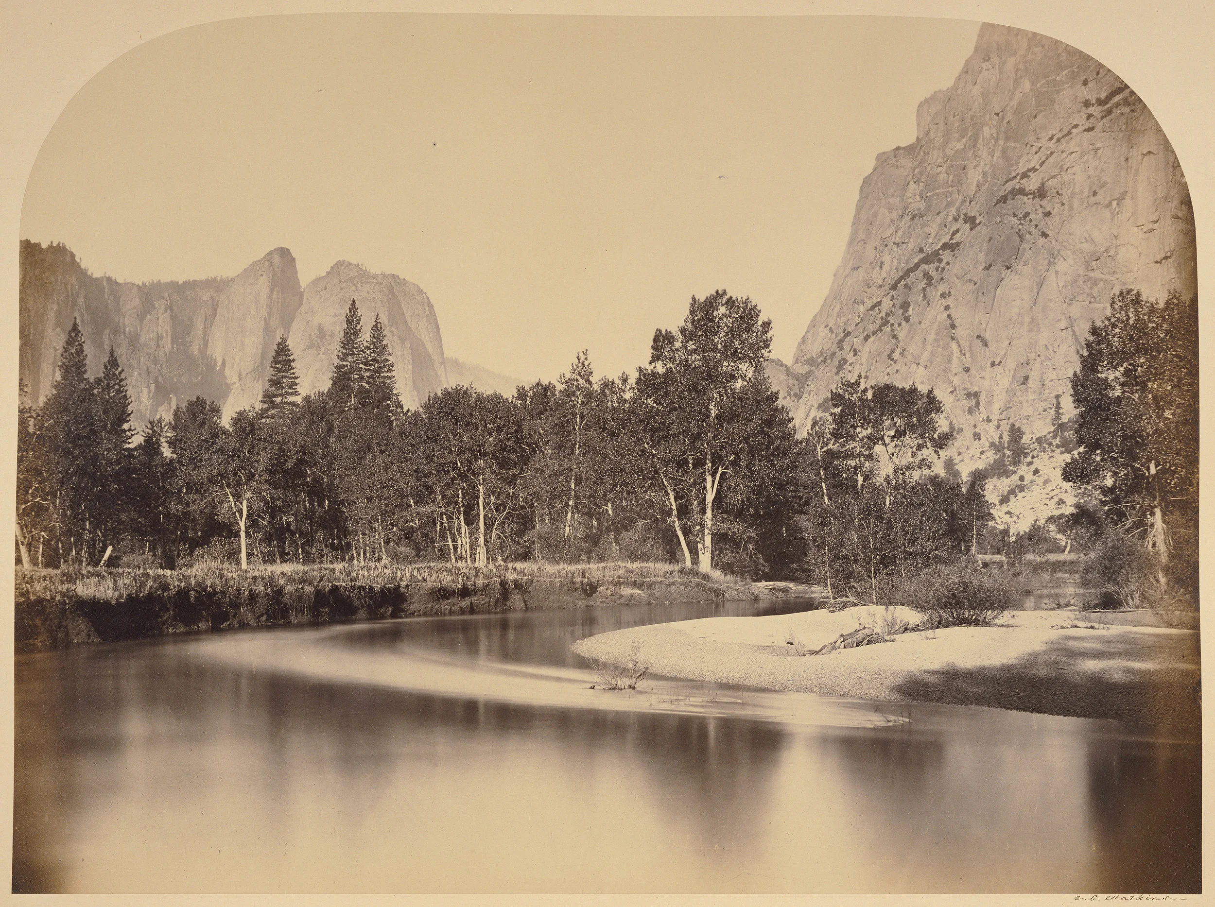 Carleton Watkins (American, 1829 - 1916)  View from Camp Grove down the Valley - Yo Semite , 1861, Albumen silver print 39.1 × 52.5 cm (15 3/8 × 20 11/16 in.) The J. Paul Getty Museum, Los Angeles 