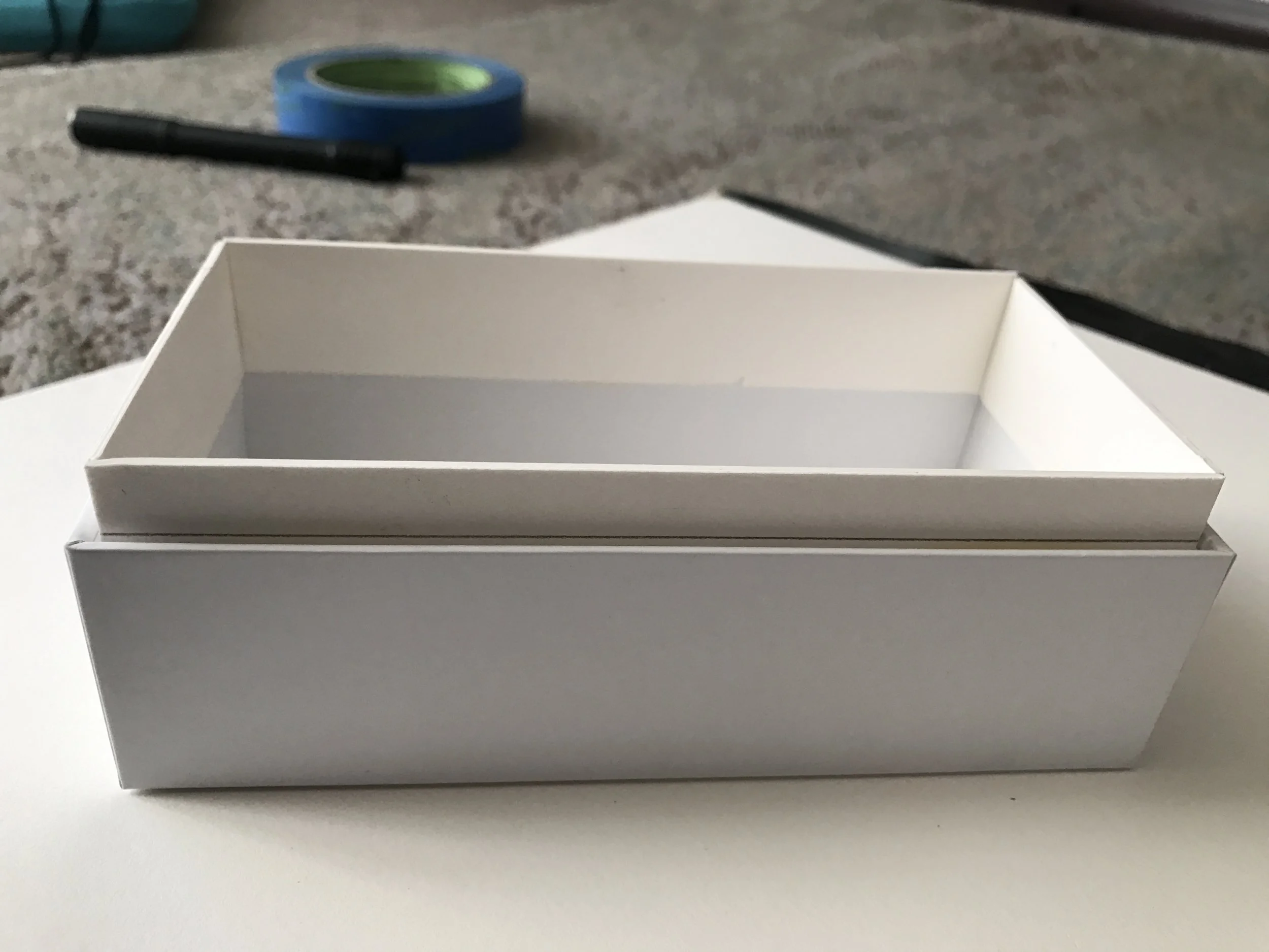  Matte board glued to inside of inner box to help create a baffle to prevent light leaks 